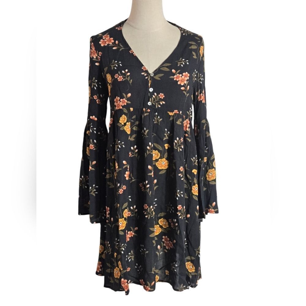 Altar'd State Brown Black Floral Mini Dress